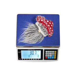 Christmas bottle cover gnome with red polka dot hat and cheers embroidery weighing 30.7g