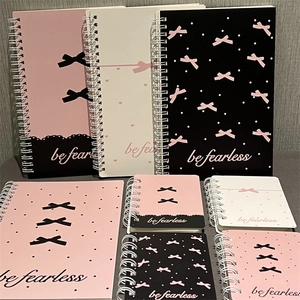 Spiral Notebook With Bow Pattern Be Fearless Lettering Horizontal Lines Ins Style Journal For Students Office Stationery