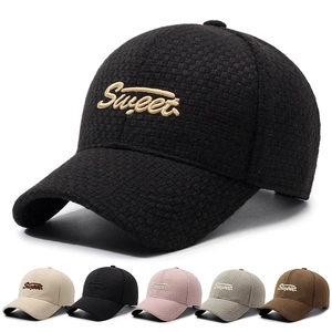 Casquette De Baseball À Broderie De Lettres Sweet Tricot Gaufre Texturé Réglable Décontracté Automne Hiver Chapeau Femmes
