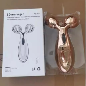 Rose gold 3D roller massager with retail box for face lifting and skin tightening