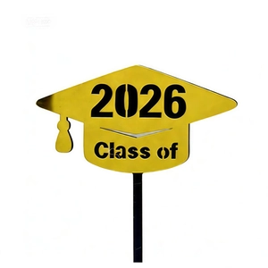 Golden 2026 graduation cap acrylic cake topper for party decorations and celebrations