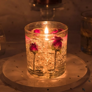 Scented Jelly Wax Candle With Dried Flowers And Gold Foil Glass Jar Aesthetic Romantic Aromatherapy Home Decor Gift