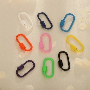 Oval Screw Lock Carabiner Connector Copper Gold Plated Enamel Colorful For DIY Jewelry Making Necklace Bracelet Accessories