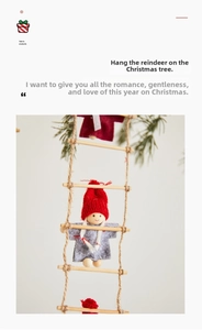 Detail of Christmas girl doll in red hat climbing on a wooden rope ladder decoration
