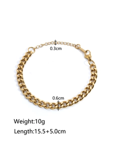 Close-up of 18K gold plated stainless steel Cuban and snake chain with lobster clasp