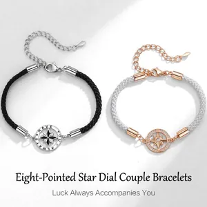 Ensemble de bracelets de couple étoile à huit branches avec chiffres romains
