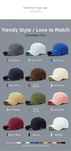 Detailed catalog showing 12 colors of minimalist soft top cotton baseball caps in a grid