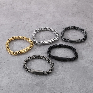 Vintage Stainless Steel Chain Bracelet For Men Industrial Twisted Cuban Link Jewelry Antique Silver Bangle Accessories