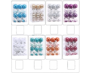 Detail of 12-pack Christmas balls set in 8 colors with shiny and matte finishes
