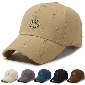 Distressed Baseball Cap Cotton Ripped Embroidered Letter Sun Protection Adjustable Streetwear Outdoor Hat Unisex