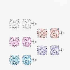 925 Sterling Zilveren Oorknopjes Met Octagon Roosgeslepen Zirkonia Kraanzetting Minimalistische Romantische Sieraden Voor Dames