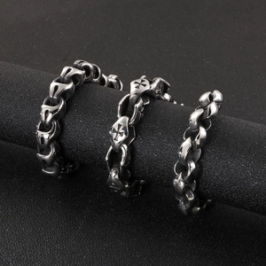 Bracelet chaîne en acier inoxydable argenté style punk avec motif croix pour hommes