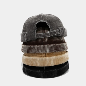 Vintage corduroy brimless dock caps in grey brown khaki and black colors for men and women
