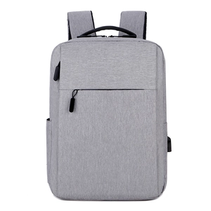 Grijze business laptoprugzak voor heren met USB-oplaadpoort en slank, modern ontwerp