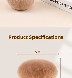 Macro shot showing 5cm diameter of fluffy mushroom powder brush with soft brown bristles