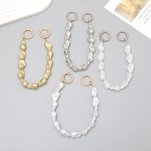 Irregular Baroque Faux Artificial Pearl Bag Chain Handle For Women Irregular Beads Phone Case Hanging Ornament Strap Decorative Chain