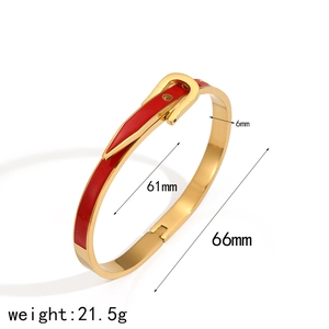 Dimensions détaillées du bracelet fer à cheval doré avec émail rouge et info poids