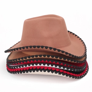 Chapeaux de cowboy classiques en feutre avec bordure cousue en plusieurs couleurs