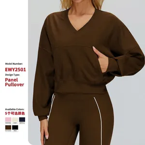 Women V Neck Hooded Sweatshirt And Bottoms Cotton Polyester Spandex Yoga Running Fitness Sports Casual Tracksuit