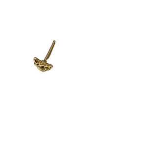 Elegant 925 sterling silver croissant stud earrings with glossy golden finish and rib design