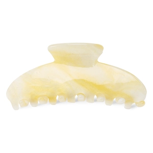 Acrylic yellow marble hair claw clip with gold glitter in a large size for women