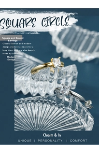 Detailed view of gold and silver square zircon earrings on a ripple glass tray