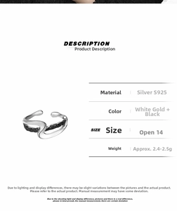 Detailed view of S925 sterling silver Z-shape ring with liquid metal texture and black accents
