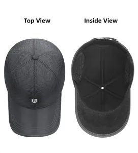Detail view of quilted winter cap showing exterior R-logo and warm interior lining