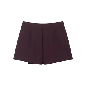 Damen A-Linie Freizeitshorts mit hoher Taille in Dunkelrot aus glattem, festem Stoff
