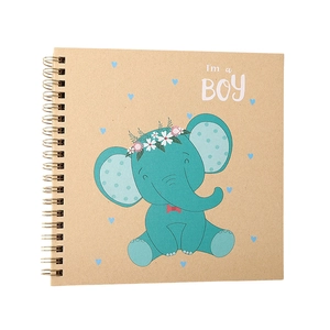 6 inch cartoon elephant spiral scrapbook with kraft paper cover and boy theme