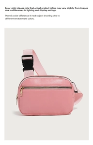 Detailed macro of pink lychee grain PU leather bag with premium gold metal zippers