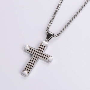 Cross Pendant Necklace 316L Stainless Steel Grid Hollow Mesh Industrial Sporty Fashion Jewelry For Men Women