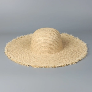 Chapeau De Soleil En Paille De Raphia Femmes Bord Large Effiloché Dôme Respirant Été Plage Vacances
