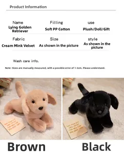 Détail du tissu en velours de vison doux et du rembourrage en coton PP du chien en peluche