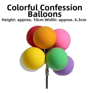 Macro view of colorful mini balloon cake toppers with 10cm height and 6.5cm width dimensions