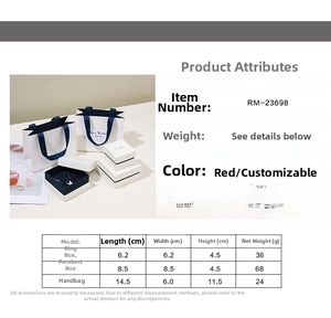 Size specifications for jewelry box set and matching carry bag with dimensions