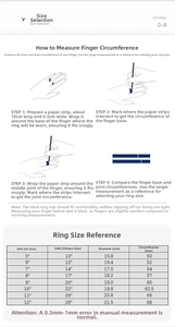 Size chart and measurement guide for rotatable stainless steel spinner rings