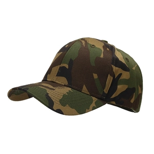 Classic woodland camouflage baseball cap with adjustable strap and curved brim for outdoor use