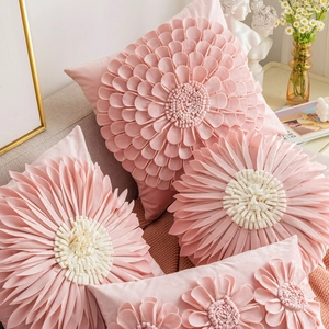 Flower Heart Shaped Pillowcases And Cushions Velvet Plush Decorative Covers For Sofa Bed Living Room Princess Style Romantic