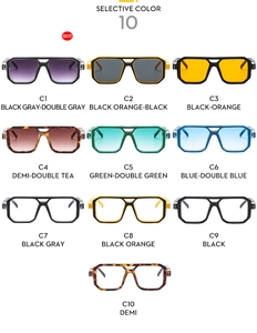 Selective color grid of double-bridge aviator sunglasses and clear lens eyewear