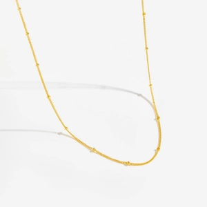 Classic S925 sterling silver ball chain necklace in gold finish with small beads