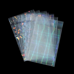 Holographic Laser Transparent OPP Plastic Packaging Bags For Jewelry Beads Cards Gift With Hanging Hole And Self Adhesive Seal