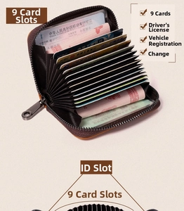 Detail of accordion card holder with 9 slots for credit cards and driving licenses