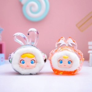Cute candy series plush figurine with rabbit hoodie and colorful sequins decoration