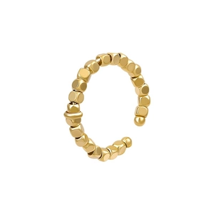 Anello aperto placcato oro 14 carati con perline a cubo e design regolabile minimalista