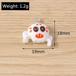 Detail of Halloween ghost charm showing 19mm size dimensions and 1.2g weight specs