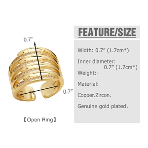 Detail view of gold double-layer zircon ring with copper and gold plated specs
