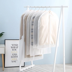 PEVA Hanging Garment Bag Translucent Waterproof Dustproof Clothing Cover With Zipper For Closet Suit Coat Storage