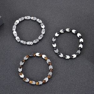 Three-piece beaded bracelet set with tiger eye, hematite, and black lava stones for men and women