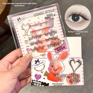 Detail of glue-free manga style false eyelashes with individual segments in packaging